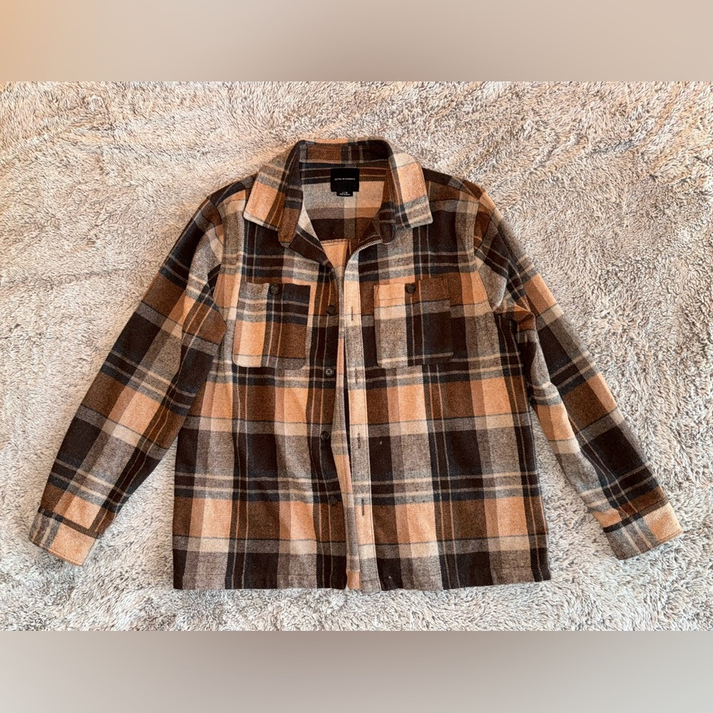 Thick Flannel Top - Brown/Combo